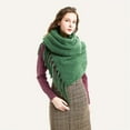 thumbnail image 3 of Shawl Wrap Plain Fringed Tassels Thickened Comfortable Cold Resistant Solid Color Autumn Winter Adults Long Blanket Scarf for Daily Life, 3 of 10