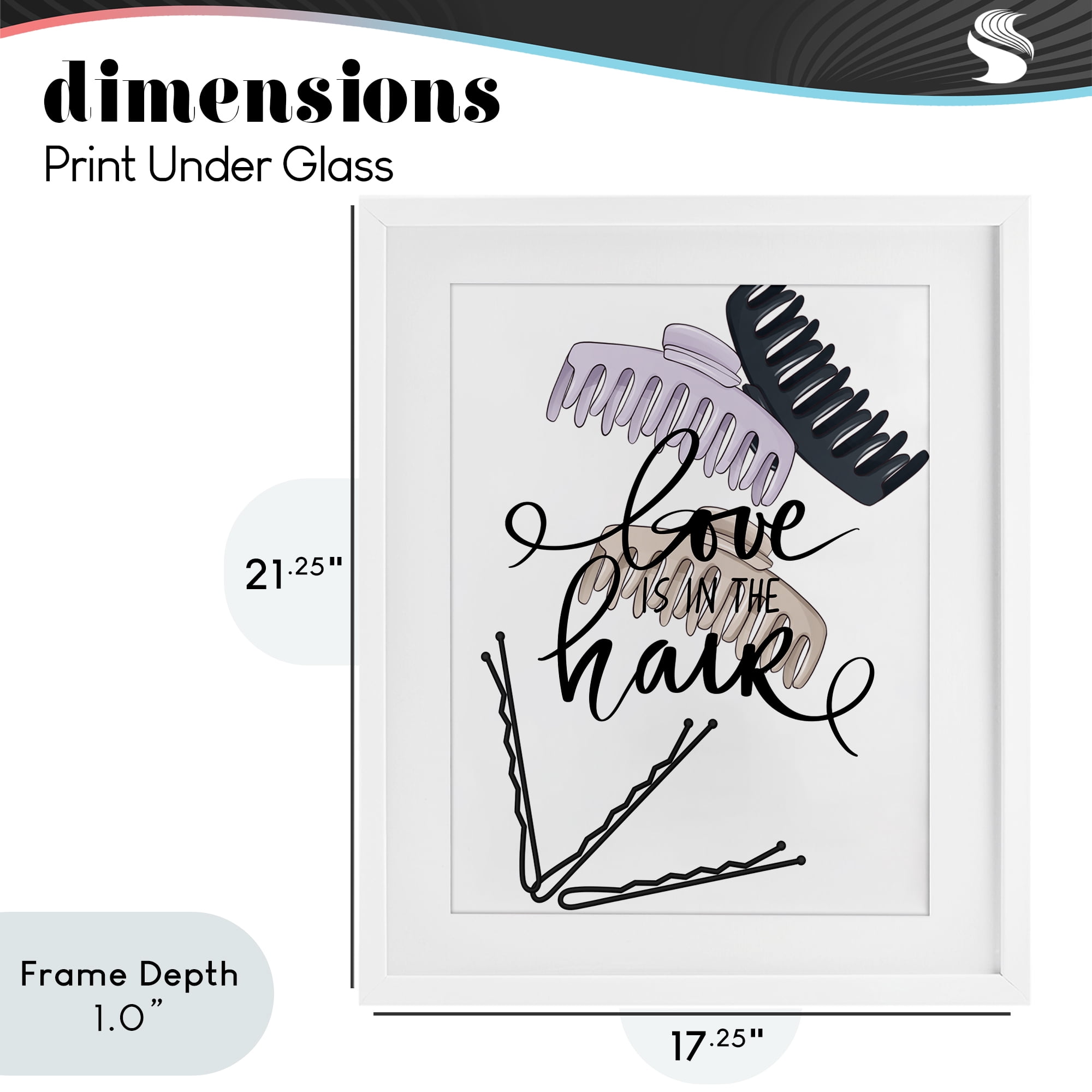 Stupell Industries Love Is In The Hair White Framed Print Under Glass, design by Jesse Keith