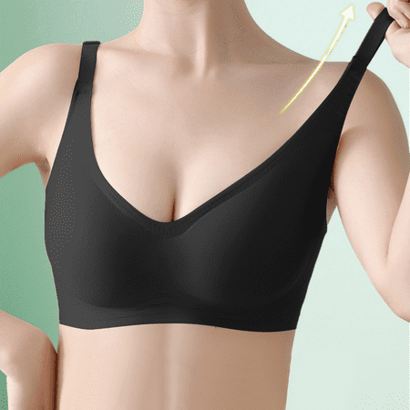 Fulorrnie Bras for Women Comfort Wirefree Push Up Support No Show Sport Seamless Bralette Bra Black L