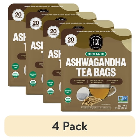 FGO Ashwagandha Tea, Organic, Eco-Conscious Tea Bags (20 Count)