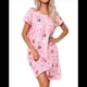 thumbnail image 3 of Camisones de Corta para Mujer, Camisetas de Dormir Estampadas para Mujer, Ropa de Dormir Gatito Rosa XL, 3 of 8