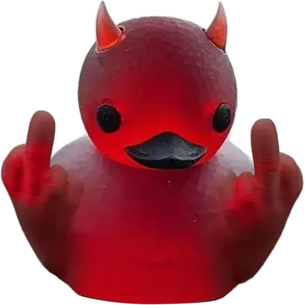 Patito diablo pequeño, pato punk de dedo medio de Halloween, pato gótico de resina, patito de terror gótico, decoración de escritorio para el hogar, mini figura de pato, decoración para el tablero del