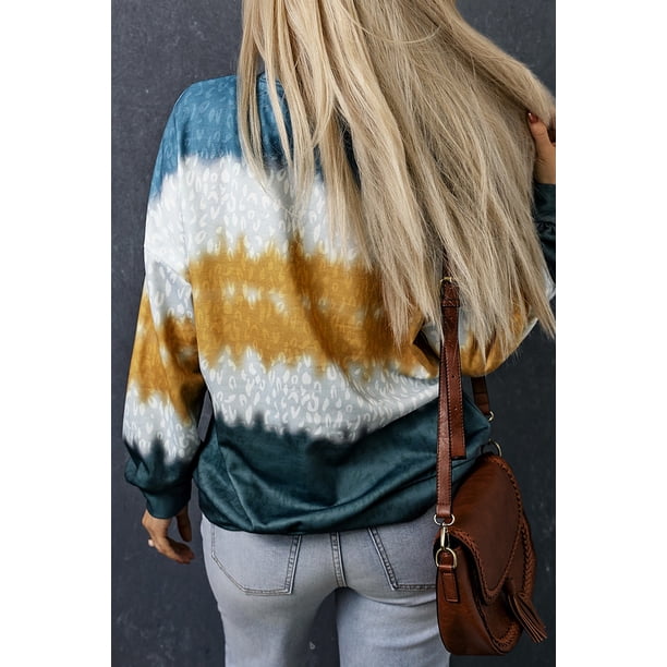 ABPHQTO Sudadera de Mujer Multicolor Leopardo Tie Dye Color Block
