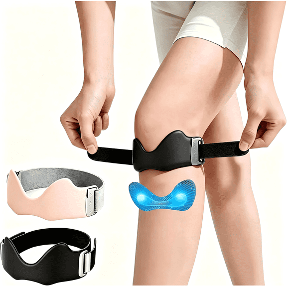 Knee Strap – Adjustable Patellar Tendon Support Band with 3D Silicone Airpad and Dual Anti-Slip Design, Patella Stabilizer Brace for Running, Basketball, Hiking, and Gym (2-Pack)