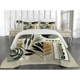 thumbnail image 2 of Ambesonne Monstera Quilted Coverlet 3 Pcs, Abstract Boho Leaves Art, King Size, Dark Sepia Pale Brown, 2 of 4
