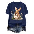 thumbnail image 4 of Ounisa Womens Short Sleeve Tees Crew Neck Easter Bunny Printed Soft Fabric Loose Fit 2026 Spring Summer Holiday Casual Daily Comfortable Trendy Basic Tops S-2XL, 4 of 7