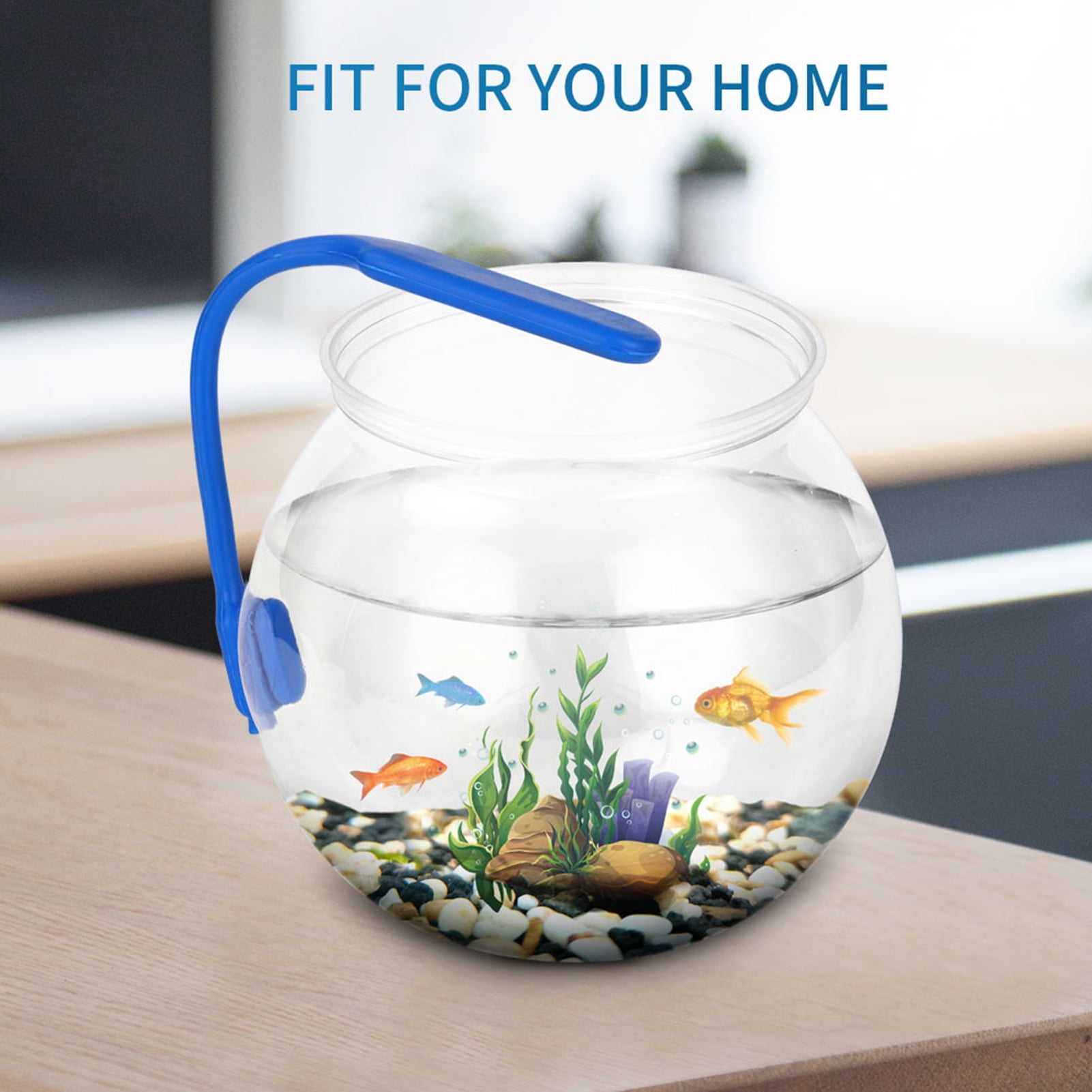YIFAEUX Fish Tank Transparent Anti-drop Smooth Plastic Aquarium Tank Round Fish Bowl Home Use