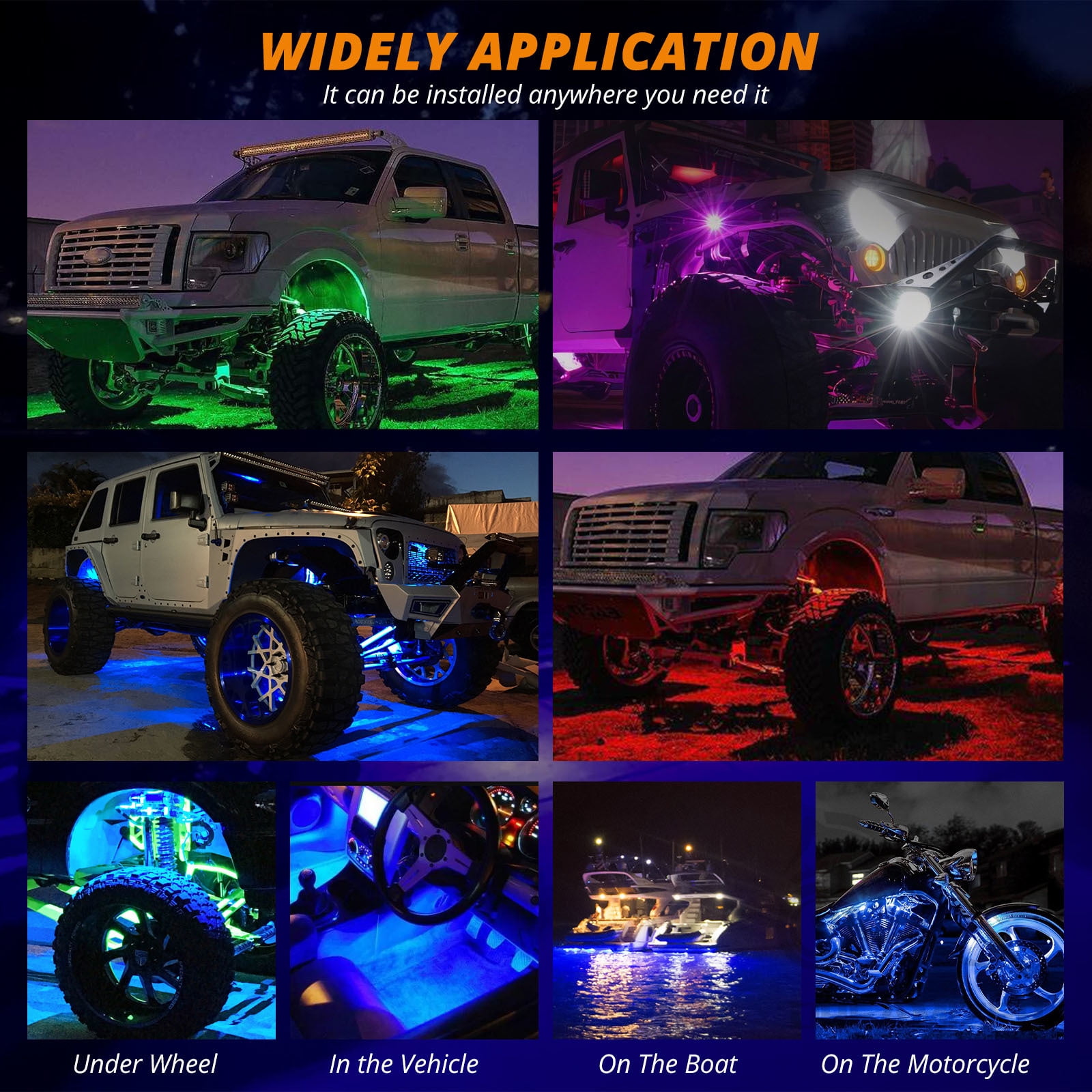 10 Pods APP Control RGB 240 LED Rock Lights For Jeep Off-Road Truck UTV Underbody Underglow Trail Rig Light Auto Decorative Lamp