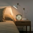 thumbnail image 3 of Golden Table Clock, Retro Vintage Non-Ticking Table Desk Alarm Clock Battery Operated Silent Quartz Movement HD Glass for Bedroom Living Room Indoor Decoration Kids, 3 of 8