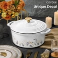 thumbnail image 5 of CAROTE 5QT Cast Iron Dutch Oven with Gloves and Pot Pad, 9.5Inch Round Soup Pot, Nonstick Cookware for Baking, Roasting, Braising & Cooking, Dual Handles,White, 5 of 7