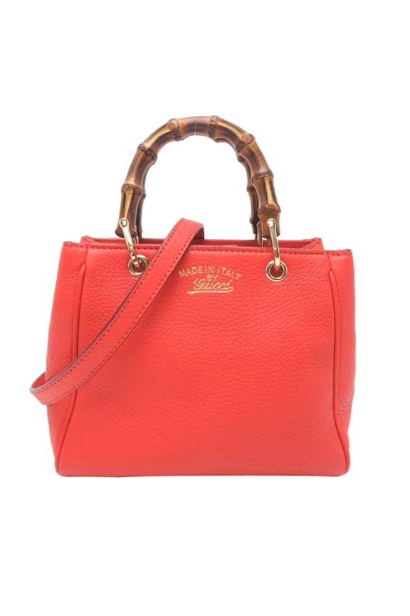 Pre-Owned Gucci Bamboo Mini Shopper Women's Handbag 368823 in Orange Leather (Good)