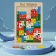 thumbnail image 2 of pieza de rompecabezas de bloques de madera, juego de rompecabezas de bloques de inteligencia animal versátil, tablero de rompecabezas de tráfico 3D, educación para niños, 2 of 5