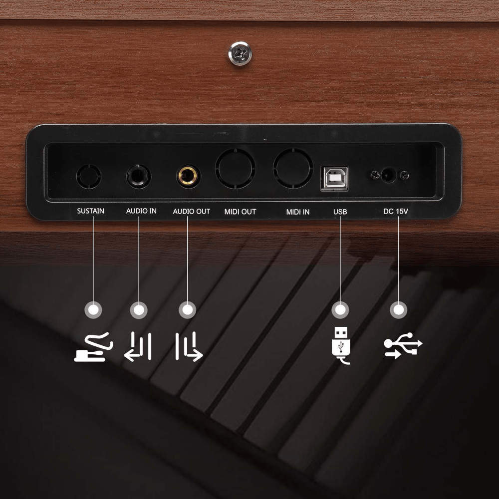 Tcbosik 88-Key Home Full Weighted Digital Piano with Stand and Headphone for All Experience Levels, Beginner, Keyboard with Triple Pedals, Black & Walnut