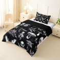 thumbnail image 2 of Homewish Gothic Halloween Skull Twin Comforter Sets,Dark Mushroom Butterfly Pattern Bedding Set,Black White,Black Reversible,2-Piece,1 Comforter and 1 Pillowcase, 2 of 7