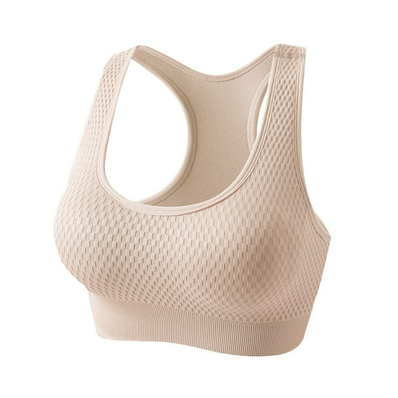 Mrat Bras for Women Wirefree Women Racerback Sports Bras for Women High Impact Workout Yoga Gym Fitness Bra Seamless Comfort Bras S-236 Khaki XL