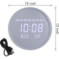 thumbnail image 4 of Modern Smart Led Digital Wall Clock with Temperature Wood 12/24h Time Clocks Silent Wooden Non-Ticking Lighted Large LED Display Cool Clocks for Home Living Room Kitchen Office Bedroom Decor 12 Inch, 4 of 7