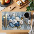thumbnail image 2 of White Blue Spring Floral Placemats Set of 6 Pastoral Flowers Retro Place Mats Indoor Wipeable Table Mats Washable Cloth Dining Table Placemats for Kitchen Holiday Party Home Decor 13x19 Inch, 2 of 9