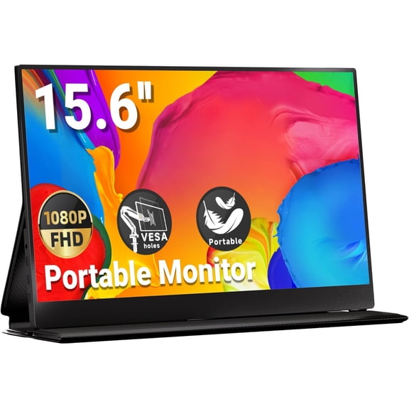 Restored Ingnok Portable Monitor, 15.6inch FHD 1080P Travel Monitor, Ultra-Thin, USB-C Plug&Play, Built-in Speakers, Portable Screen for Laptop, Mac, Switch/PS5, Travel&Office Assistant