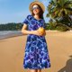 thumbnail image 4 of Easygdp Blue Lightning1 para Vestido Transpirable de Mujer, Vestido Suelto de Manga Corta con Pliegues y Bolsillos para el Verano, 4 of 6