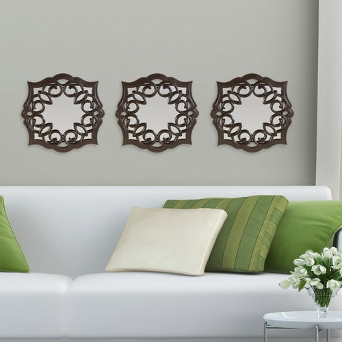 Elements Set of 3 15" Brown Plastic Wall Mirrors
