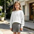 thumbnail image 6 of Girls Boys Sweater Long Sleeve Crew Neck Pullover Sweater Knit Pullover Sweatshirt Kids Long Sleeve Crew Neck Solid Casual Tops Fall Outfits(White,9-10 Years), 6 of 6