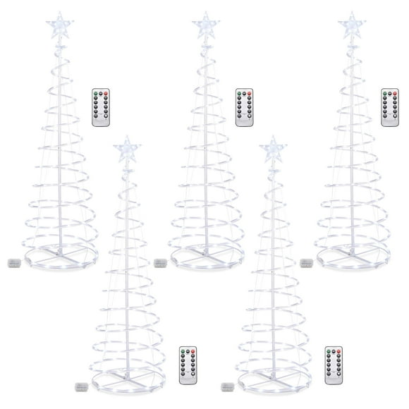 Yescom Twinkle 5Ft Spiral Christmas Tree Light 182 LED 8 Model for Indoor Outdoor Yard Decoration Cool White 5Pack