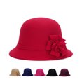 thumbnail image 1 of Koszal Women Retro Flower Bowler Hat Solid Color Cap for Party Prom Cocktail Travel, 1 of 6