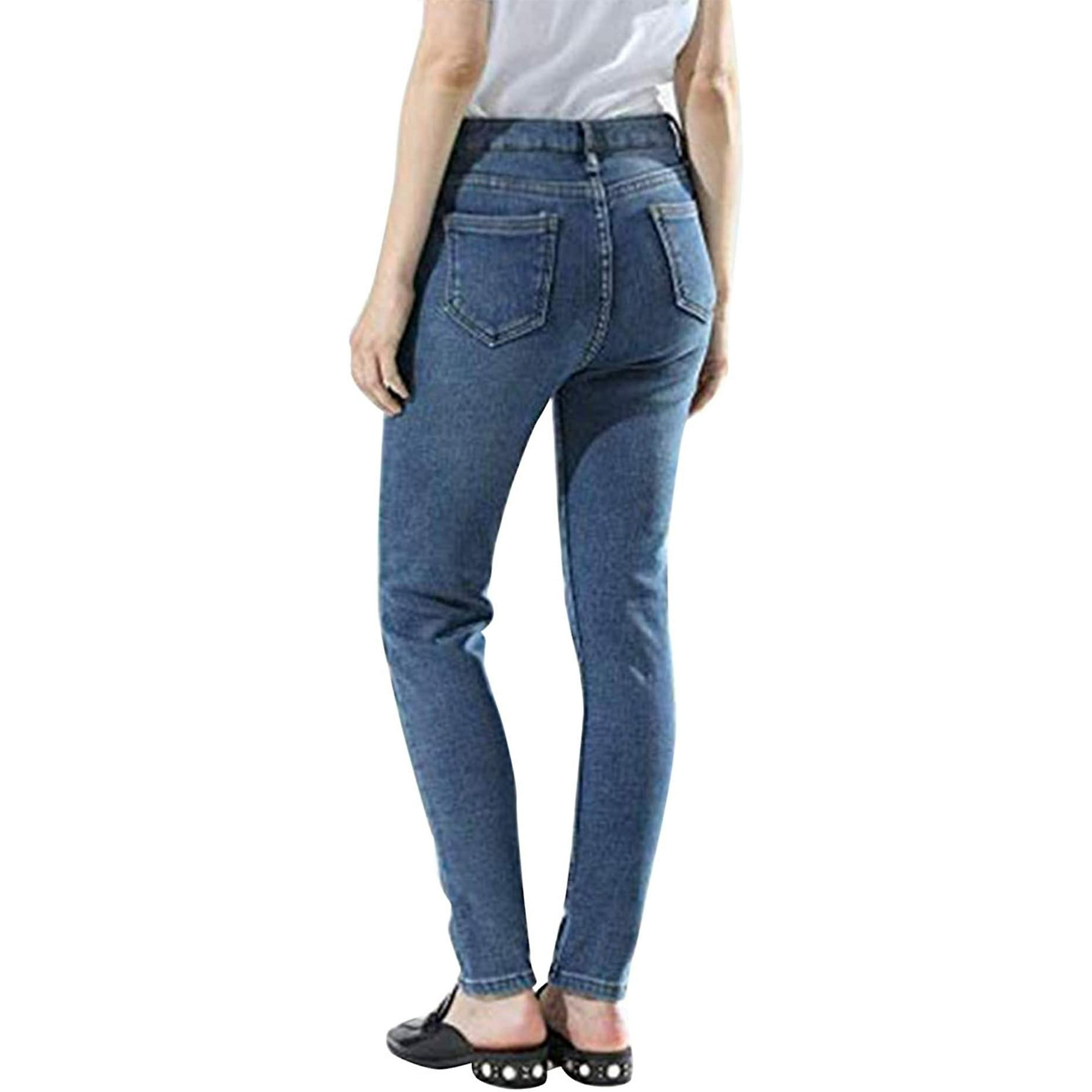 Womens Winter Fleece Lined Stretchy Jeggings High Waisted Skinny Jeans Yoga Denim Pants