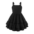 thumbnail image 4 of SGFCWSX Girls Casual Dress Spaghetti Strap Tiered Ruffle Hem Summer Party Beach Dress Black Size 12-13 Years, 4 of 8