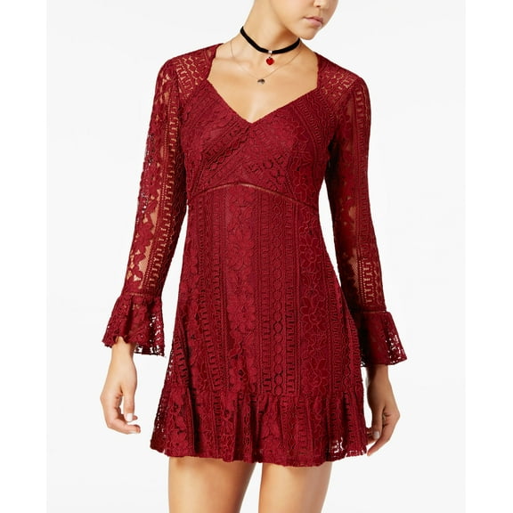 American Rag Juniors Lace Empire Waist Dress Red XS