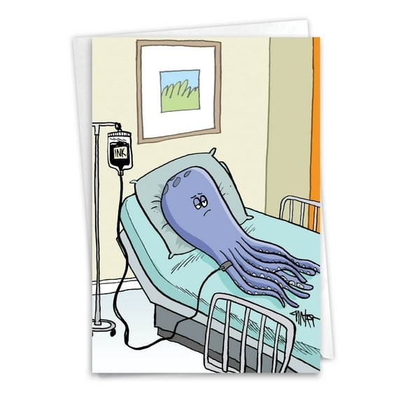 C4768GWG Hilarious Get Well Greeting Card 'Octopus Ink Transfusion' with Envelope by NobleWorks