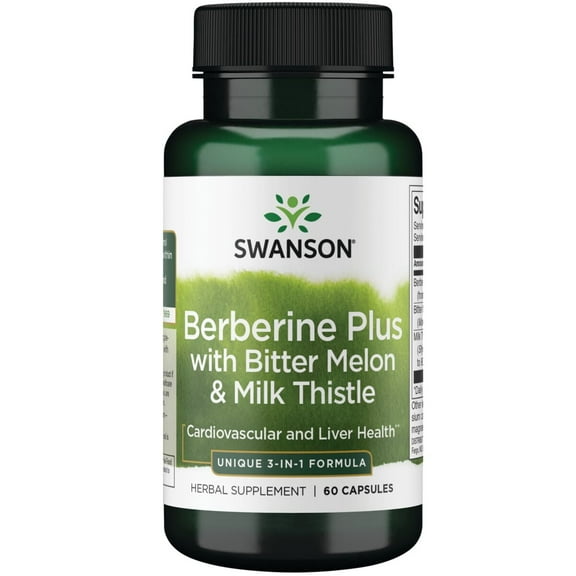 Swanson Berberine Plus with Bitter Melon & Milk Thistle - 3-in-1 Formula 60 Caps