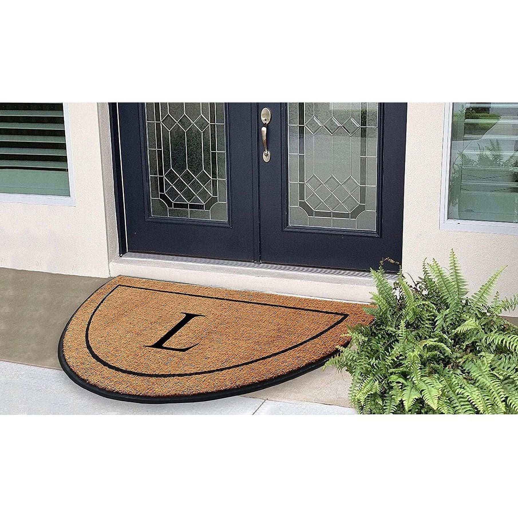 Bernadetta A1hc Rubber & Coir Monogrammed Door Mat for Front Door, 24x39, Anti-Shed Treated Durable Doormat for Outdoor Entrance, Heavy Duty, Low Prof