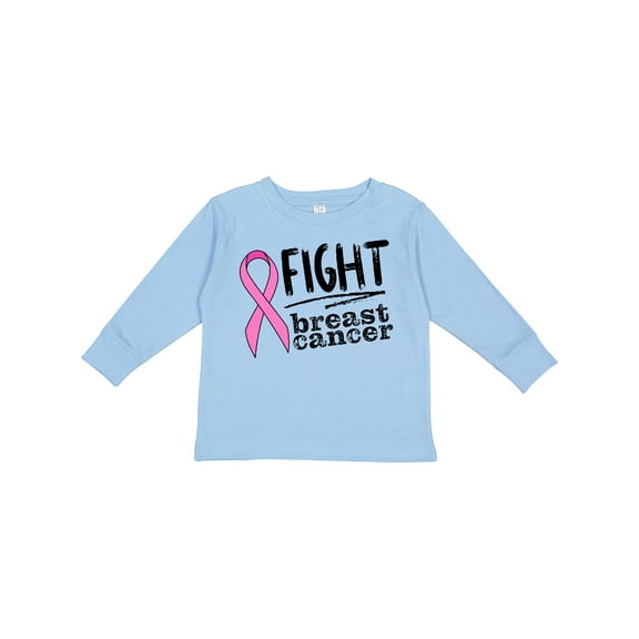 Inktastic Fight Breast Cancer Pink Ribbon Boys or Girls Long Sleeve Toddler T-Shirt