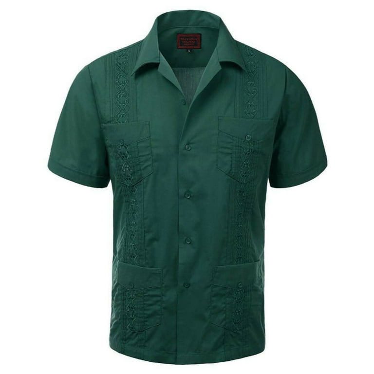 Maximos Men's Guayabera Summer Casual Cuban Beach Wedding Vacation Short  Sleeve Button-up Casual Dress Shirt Mint Green 5XL - Walmart.com