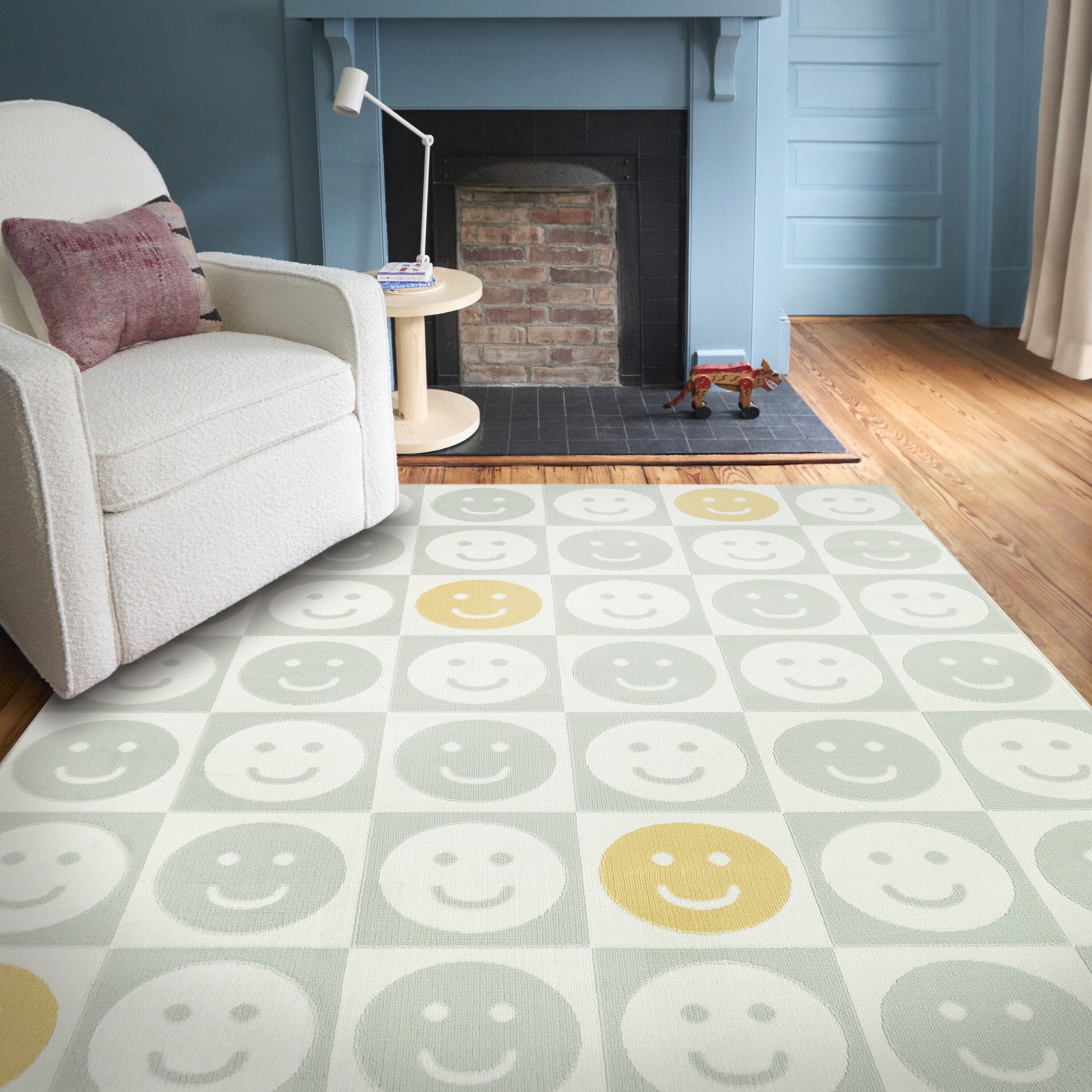 Mainstays Checkered Happy Face Youth Indoor Rug, 5x7