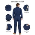 thumbnail image 6 of Ubon Men's Long Sleeve Coveralls Cotton Twill Workwear Action Back Mechanic Jumpsuit Navy L, 6 of 9