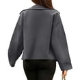 thumbnail image 7 of Women Cropped Button Blazer Short Casual Bomber Wool Blend Jacket Pea Coat Fall Outerwear with Pockets, 7 of 7