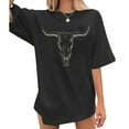 thumbnail image 2 of TINZ T-Shirt Décontracté Ample à Imprimé à Col Rond à Manches Courtes pour Femme Haut T-Shirt de Baseball pour Femmes et Chandails pour Femmes T-Shirt Uni pour Femmes, 2 of 4
