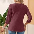 thumbnail image 6 of Zylanna Women's Pullover Sweaters, Ribbed Knit Crew Neck Heart Print 3/4 Sleeve Loose Tops for Women Wine, 6 of 7