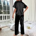thumbnail image 4 of Womens Satin Silky Pajama Set Short Sleeve Shirt with Long Pajama Pant Set Soft PJ Loungewear, 4 of 5