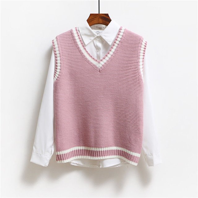 Pntutb, ropa de calle para mujer, prendas de punto, chaleco de moda, tops, cuello en V, suéter de punto a cuadros Argyle Pntutb Pntutb-3357