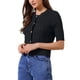 thumbnail image 4 of Cárdigan corto de verano de manga corta para mujeres, con botones, cuello redondo, suéter de moda, top corto, negro, 4 of 6