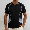 thumbnail image 2 of Men's T-Shirt Polyester Quick Dry Running Top, Short Sleeve Crewneck Athletic Shirt, Breathable Moisture-Wicking for Gym Workout Casual Daily Sports, Solid Color | Zenithor,Black L, 2 of 7
