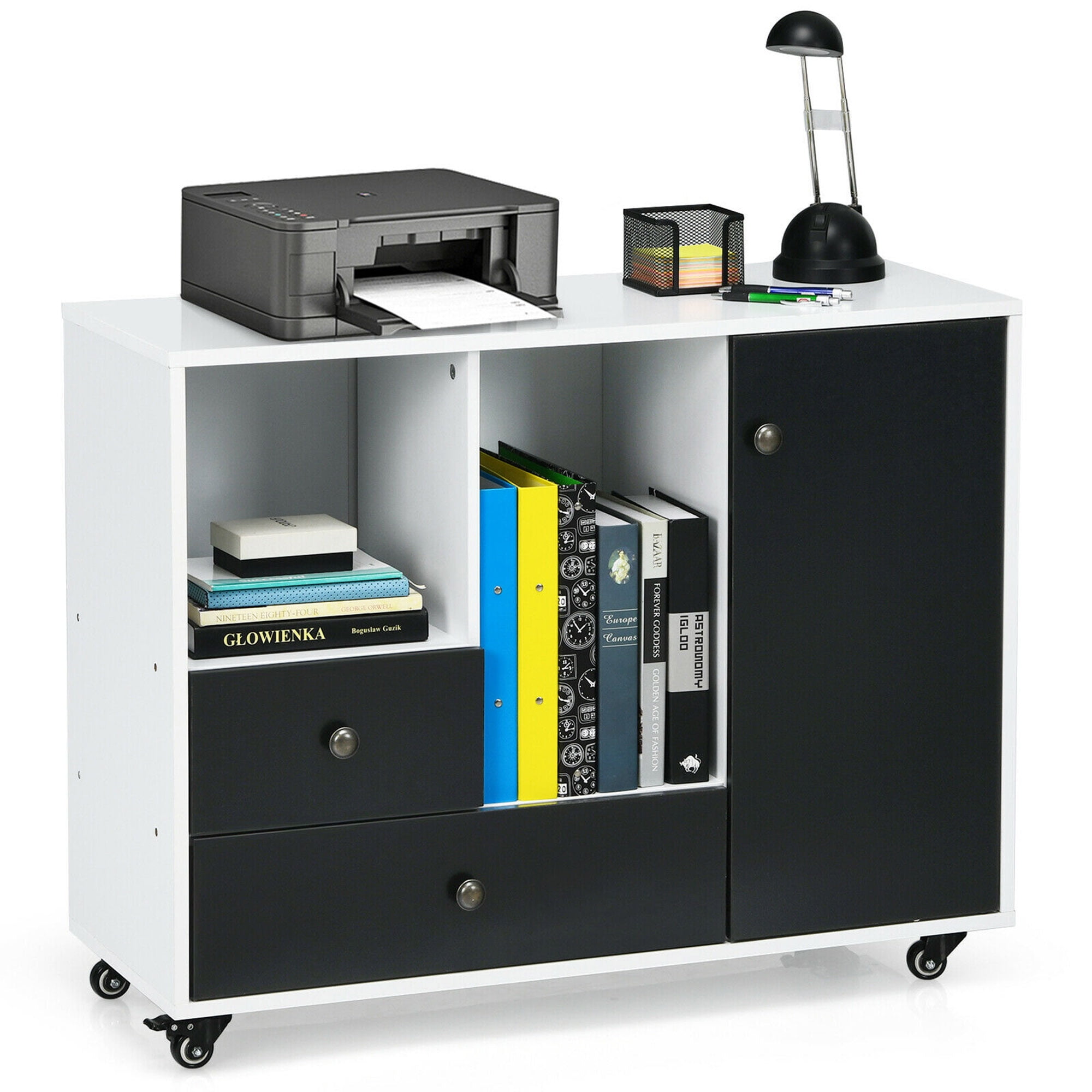 Costway, Vertical File Cabinet, Lockable Letter Size, Brown