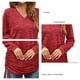thumbnail image 4 of Top fruncido lateral con cordón de manga larga para mujer, cuello en V, Top fruncido con lazo lateral para mujer, rojo profundo XXL, 4 of 5