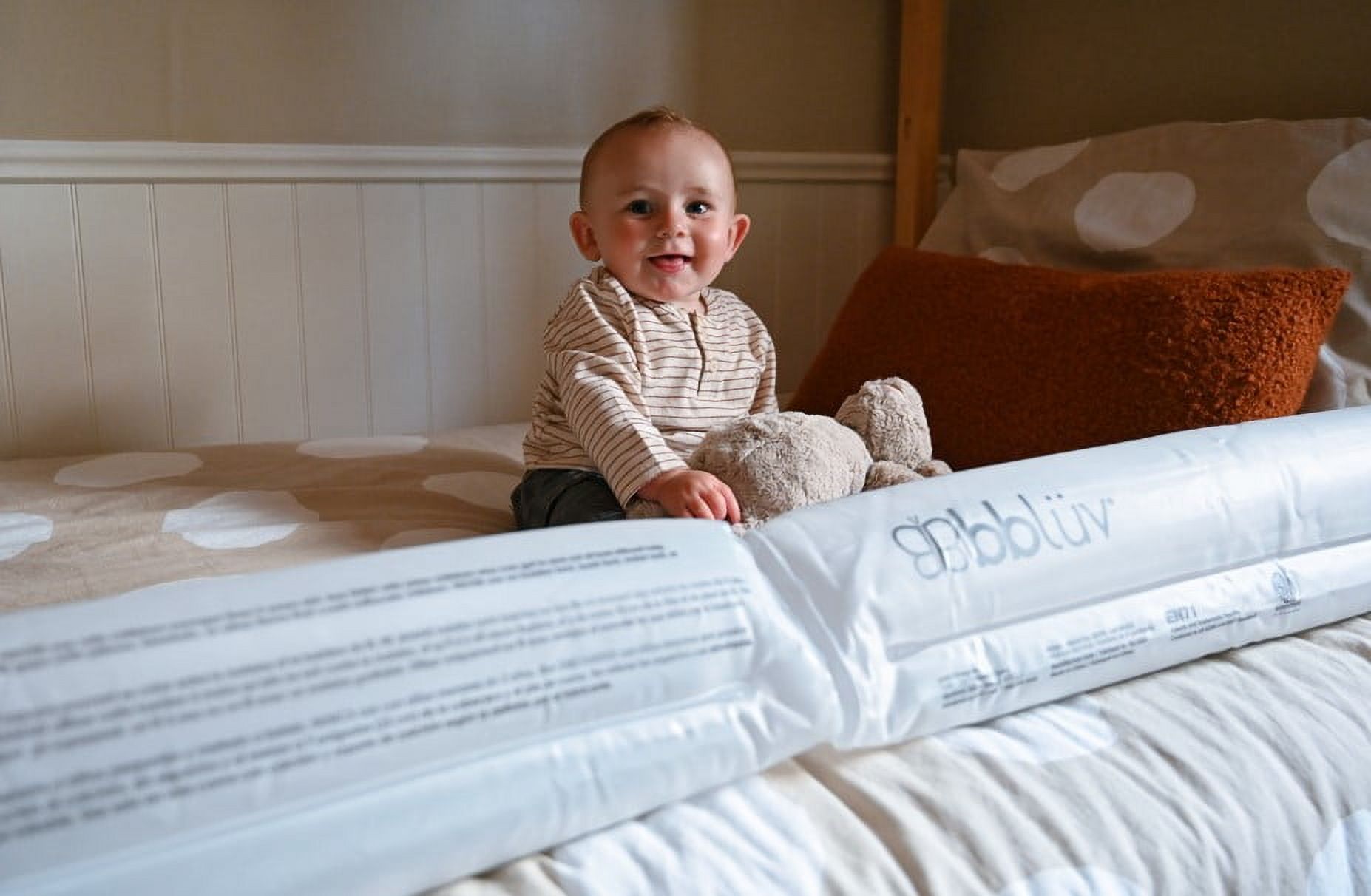 Bbluv Bumps Lightweight and Portable Toddler Safety Bed Rails, 2-Pack, White