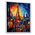 Designart "Views of Eiffel Tower at Sunset" Cityscapes Framed Wall Art