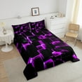 thumbnail image 4 of Erosebridal Futuristic Cubes Bedding Twin Comforter Set,Neon Purple Down Comforter,Super Cozy Reversible Bedding Sets Twin with Comforter,Geometric Room Decorative,3pcs, 4 of 8