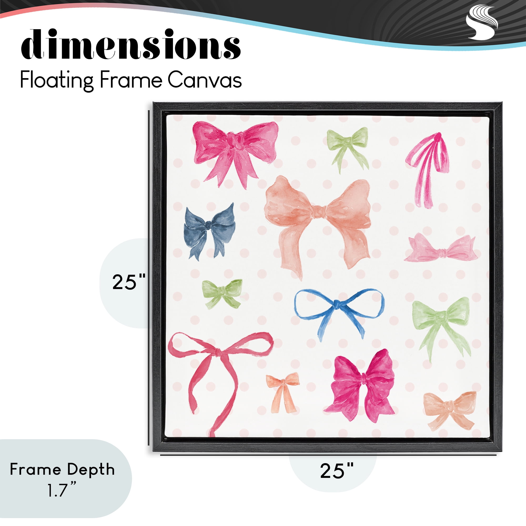 Stupell Industries Colored Bows on Plaid Black Framed Floater Canvas Wall Art, design by Lucille Price